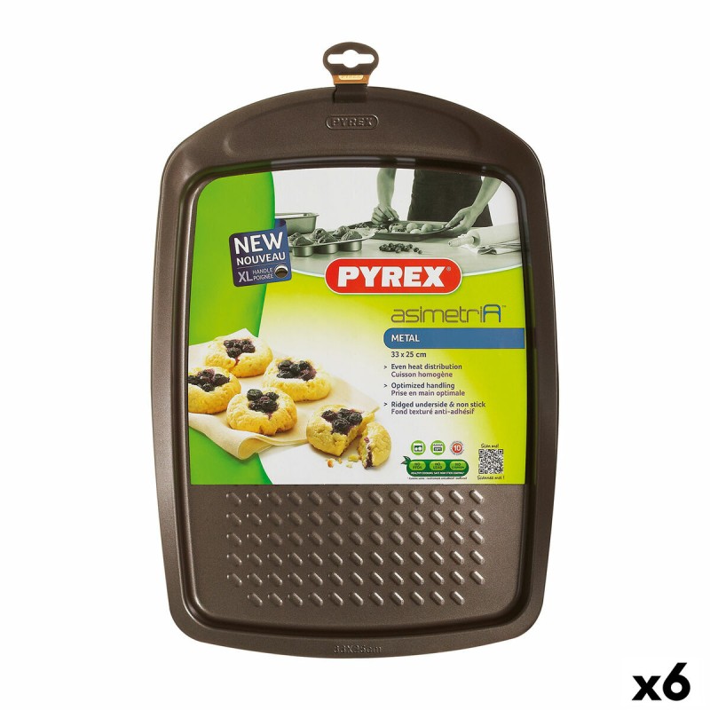 Stampo da Forno Pyrex Asimetria Rettangolare Nero Metallo 33 x 25 cm (6 Unità) Stampo da Forno Pyrex Asimetria Rettangolare Nero Metallo 33 x 25 cm (6 Unità)