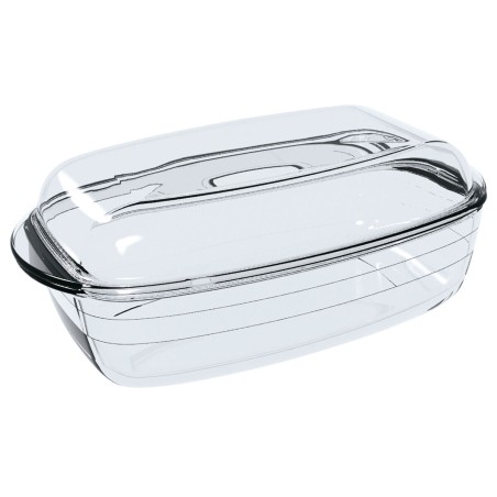 Stampo da Forno Ô Cuisine Rettangolare Con coperchio 37,5 x 22,5 x 10,6 cm Trasparente (3 Unità)