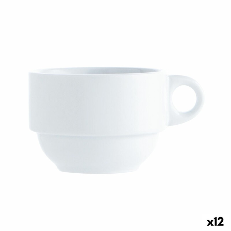 Tazza di caffè e tè Quid Basic Bianco 250 ml (12 Unità) Tazza di caffè e tè Quid Basic Bianco 250 ml (12 Unità)