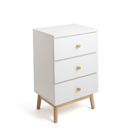 Comodino Vinthera Moa Bianco Melammina Legno di pino 40 x 30 x 65 cm