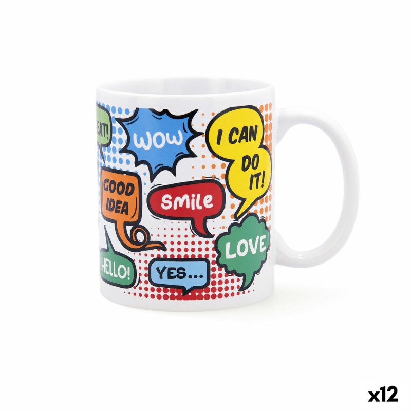 Tazza Quid Wow Fumetti Multicolore Ceramica 330 ml (12 Unità) Tazza Quid Wow Fumetti Multicolore Ceramica 330 ml (12 Unità)