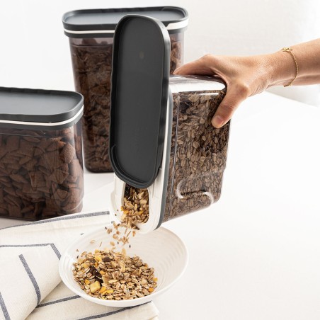 Contenitore per Conservare gli Alimenti Quid City Grigio 1,2 L Con coperchio Dispenser (12 Unità)