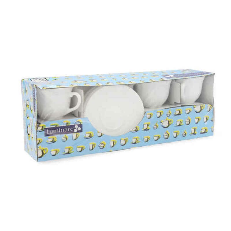Set di Tazze e Piatti Luminarc Trianon (6 pcs) Bianco Vetro 220 ml (12 Pezzi) Set di Tazze e Piatti Luminarc Trianon (6 pcs) Bianco Vetro 220 ml (12 Pezzi)