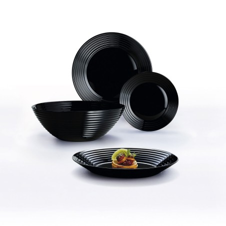 Piatto Fondo Luminarc Harena Nero Vetro (Ø 23,5 cm) (24 Unità)