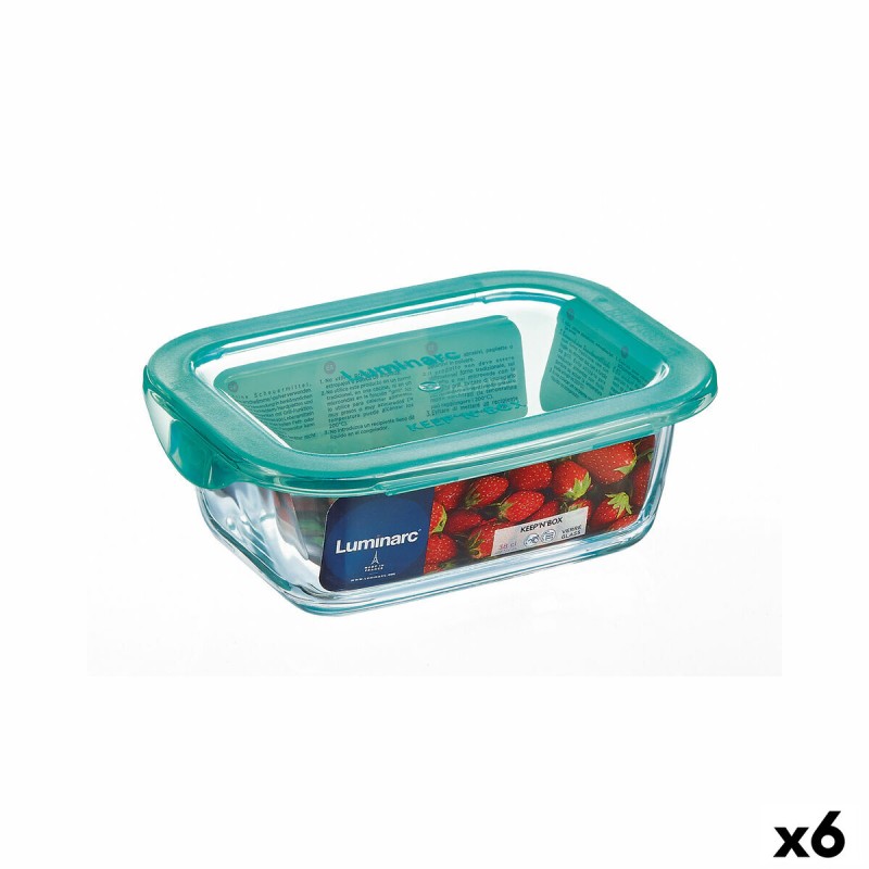 Portapranzo Rettangolare con Coperchio Luminarc Keep'n Lagon 18,5 x 13 x 6,6 cm Turchese 1,22 L Vetro (6 Unità) Portapranzo Rettangolare con Coperchio Luminarc Keep'n Lagon 18,5 x 13 x 6,6 cm Turchese 1,22 L Vetro (6 Unità)