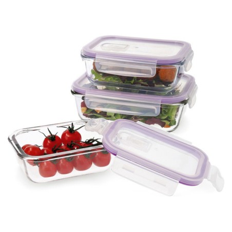 Set di scatole porta pranzo Quid Frost (3 pcs) Trasparente Vetro 3 Pezzi