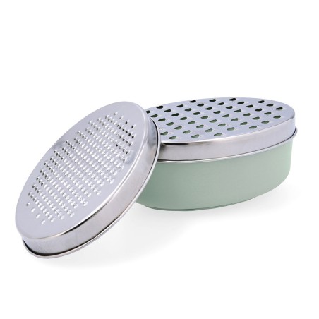 Grattugia con Contenitore Quid Ozon Verde Metallo 17 x 12 x 7 cm (12 Unità)
