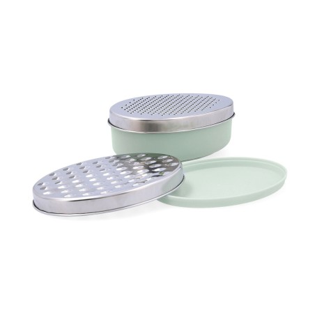 Grattugia con Contenitore Quid Ozon Verde Metallo 17 x 12 x 7 cm (12 Unità)