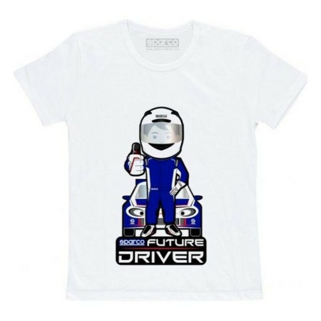 Maglia a Maniche Corte per Bambini Sparco Future Racer Bianco