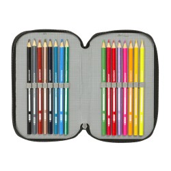 Astuccio per la Scuola con Accessori Spider-Man Attack Nero 12,5 x 19,5 x 5,5 cm 37 Pezzi