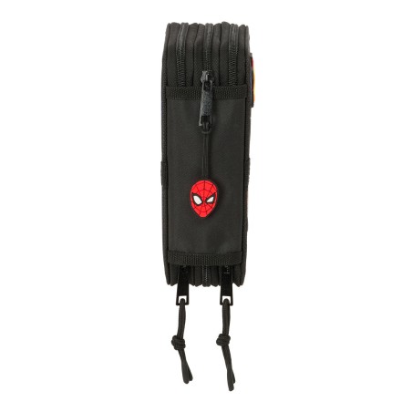 Astuccio per la Scuola con Accessori Spider-Man Attack Nero 12,5 x 19,5 x 5,5 cm 37 Pezzi