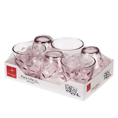 Set di Bicchieri Bormioli Rocco Flora Rosa Vetro 260 ml 6 Unità
