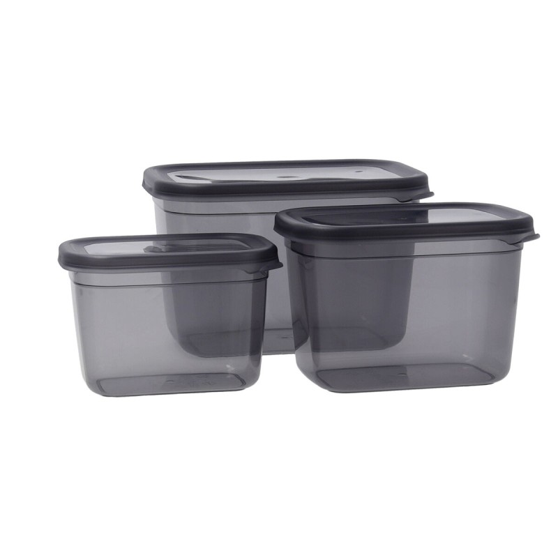 Set di scatole porta pranzo Quid City Grigio Plastica Rettangolare 3 Pezzi Set di scatole porta pranzo Quid City Grigio Plastica Rettangolare 3 Pezzi