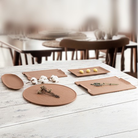 Vassoio per aperitivi Quid Mineral Gres Terracotta Ceramica 15 x 30 cm (8 Unità)
