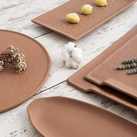 Vassoio per aperitivi Quid Mineral Gres Terracotta Ceramica 15 x 30 cm (8 Unità)