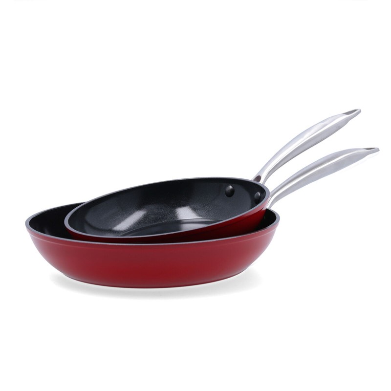 Set di padelle Quid Mirro Rosso Metallo 2 Pezzi Set di padelle Quid Mirro Rosso Metallo 2 Pezzi