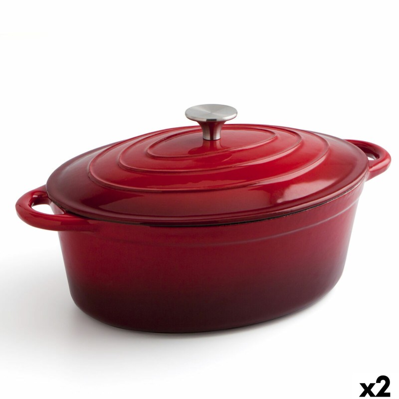 Casseruola con coperchio Bidasoa Fierro Rosso 4,3 L 30 x 23 cm (2 Unità) Casseruola con coperchio Bidasoa Fierro Rosso 4,3 L 30 x 23 cm (2 Unità)