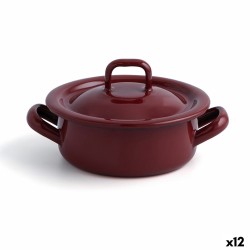 Casseruola con coperchio Quid Clasico Esmalte Marrone Ø 10 cm (12 Unità)