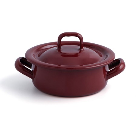 Casseruola con coperchio Quid Clasico Esmalte Marrone Ø 10 cm (12 Unità)