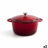 Casseruola con coperchio Bidasoa Fierro Rosso Ø 24 cm 3,7 L (2 Unità)