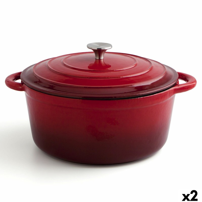 Casseruola con coperchio Bidasoa Fierro Rosso Ø 28 cm 6 L (2 Unità) Casseruola con coperchio Bidasoa Fierro Rosso Ø 28 cm 6 L (2 Unità)