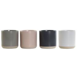 Tazza Mug DKD Home Decor Rosa chiaro Grigio scuro Grigio chiaro Gres (350 ml) (4 Unità)