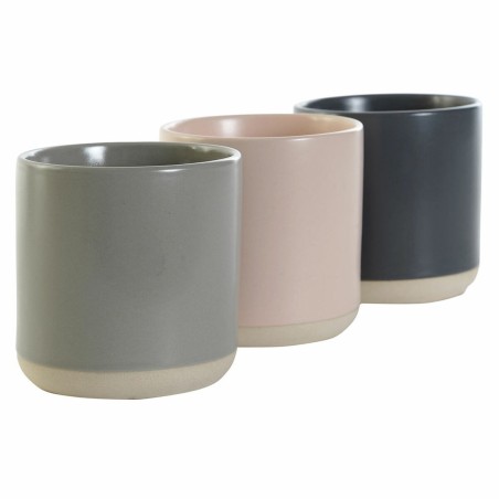 Tazza Mug DKD Home Decor Rosa chiaro Grigio scuro Grigio chiaro Gres (350 ml) (4 Unità)