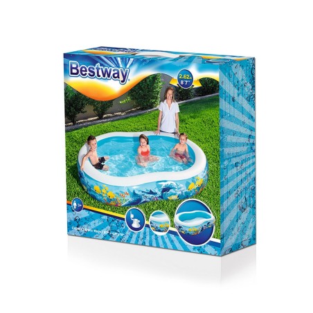 Bestway Piscina Gonfiabile 2 Camere Fondale Marino 262x157x46 cm +3 Anni Giardino 54118