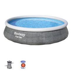 Bestway Piscina Gonfiabile Adulto Aro Ratan con Depuratore 396x84 cm Giardino 57376