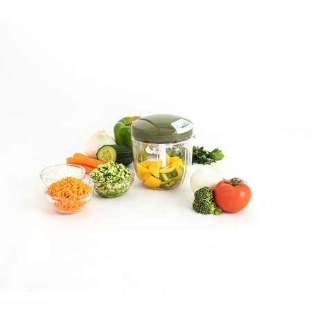 Mini Tritatutto Manuale con Corda Quid Naturalia Verde Metallo 12,5 x 14 cm Manuale