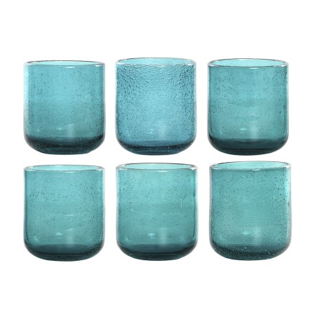 Set di Bicchieri Home ESPRIT Turchese Cristallo 320 ml (6 Unità)