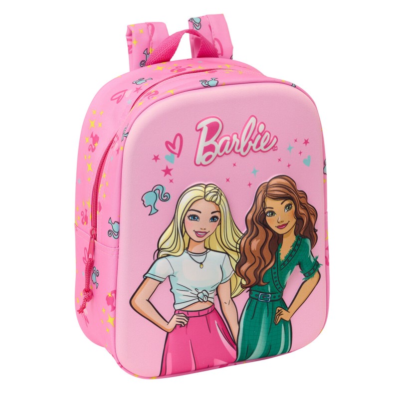 Zaino Scuola Barbie Rosa Fucsia 22 x 27 x 10 cm 3D Zaino Scuola Barbie Rosa Fucsia 22 x 27 x 10 cm 3D