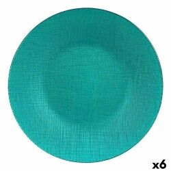 Piatto da pranzo Vivalto 323928P Turchese Vetro 27,5 x 2 x 27,5 cm (6 Unità)