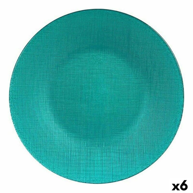 Piatto da pranzo Vivalto 323928P Turchese Vetro 27,5 x 2 x 27,5 cm (6 Unità)