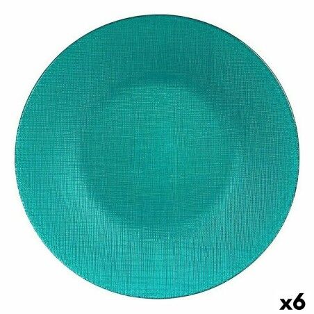 Piatto da pranzo Vivalto 323928P Turchese Vetro 27,5 x 2 x 27,5 cm (6 Unità)