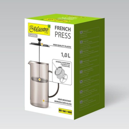 Teiera Feel Maestro MR-1861-1000 Nero Trasparente Acciaio inossidabile Vetro Borosilicato 1 L