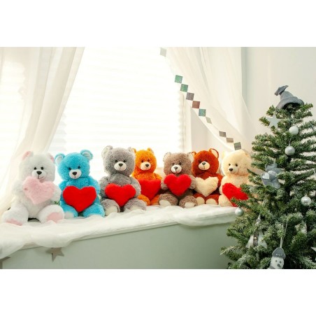 Orsetto di Peluche GO GIFT FRANK 50 WH Bianco Stoffa Cuore 50 cm