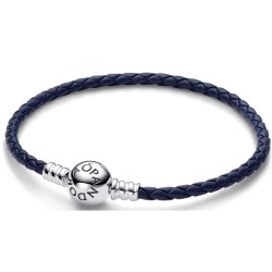 Bracciale Donna Pandora ROUND CLASP BLUE BRAIDED LEATHER BRACELET
