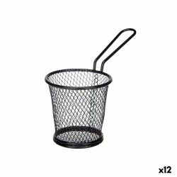 Cestino per Servire Aperitivi Kinvara W8088S-BLACK Nero Metallo 16 x 11,5 x 8 cm (12 Unità)