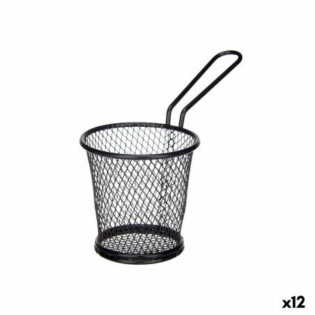 Cestino per Servire Aperitivi Kinvara W8088S-BLACK Nero Metallo 16 x 11,5 x 8 cm (12 Unità)