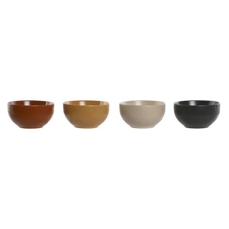 Ciotola Home ESPRIT Beige Grigio Senape Terracotta Gres Scandi 480 ml 14 x 14 x 7,5 cm (4 Unità)