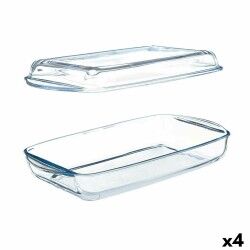 Vassoio con coperchio Pasabahce Borcam Trasparente Vetro Borosilicato 1,9 L (4 Unità)