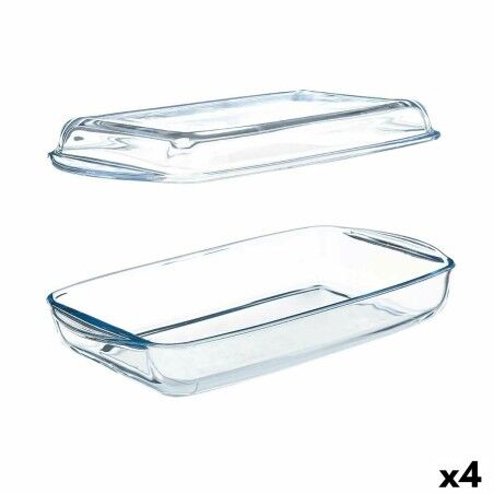 Vassoio con coperchio Pasabahce Borcam Trasparente Vetro Borosilicato 1,9 L (4 Unità)