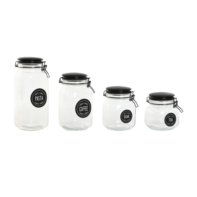 Set di 4 Barattoli Home ESPRIT Nero Metallo Cristallo 2 L 11,4 x 11,4 x 26,7 cm Set di 4 Barattoli Home ESPRIT Nero Metallo Cristallo 2 L 11,4 x 11,4 x 26,7 cm