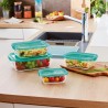 Portapranzo Rettangolare con Coperchio Luminarc Keep'n Lagon 12 x 8,5 x 5,4 cm Turchese 380 ml Vetro (6 Unità)