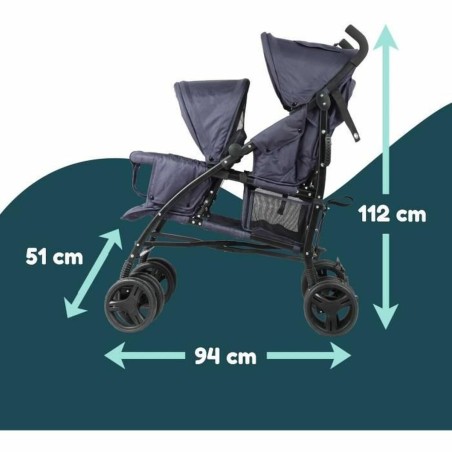 Passeggino per Bambini Bambisol Double Cane Blu Marino