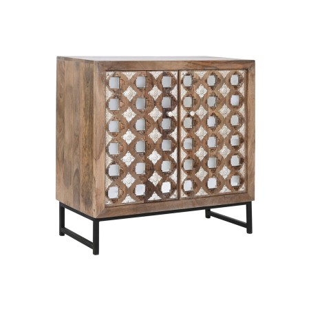 Credenza Home ESPRIT Marrone Nero Argentato Naturale Legno di mango Specchio 80 x 38 x 80 cm