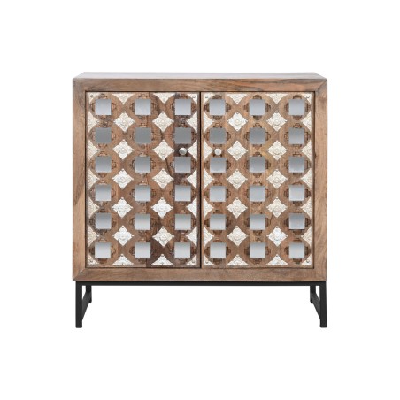 Credenza Home ESPRIT Marrone Nero Argentato Naturale Legno di mango Specchio 80 x 38 x 80 cm