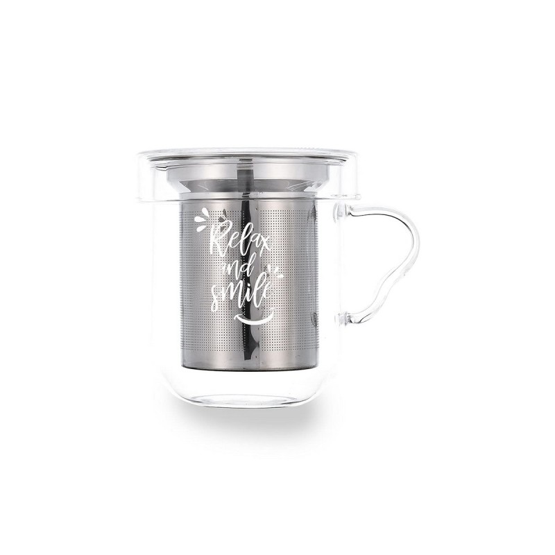 Tazza con Filtro per Infusioni Quid Serenia Trasparente 350 ml (3 Pezzi)