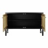 Credenza DKD Home Decor   Nero Naturale Rattan Abete 120 x 38 x 76 cm